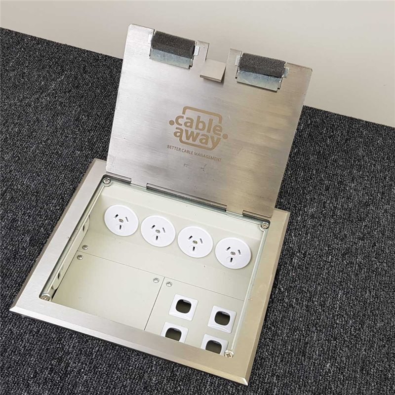 4 Power Stainless Steel Flush Lid  Floor Outlet Box