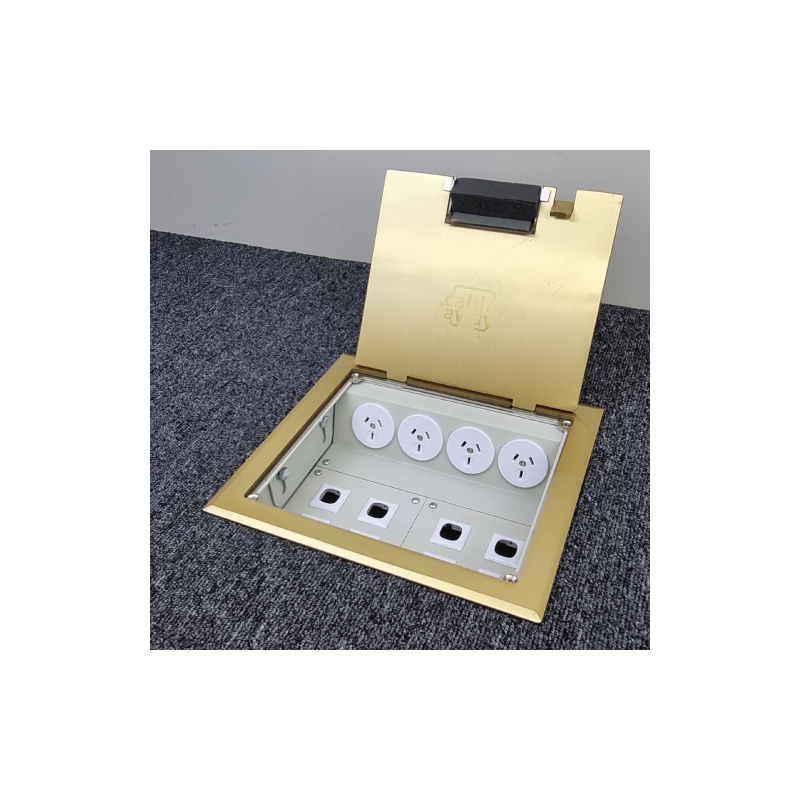 4 Power 8 Data Brass Flush Lid  Floor Outlet Box