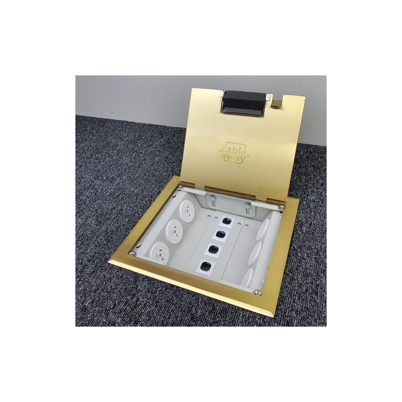 6 Power 5 Data Brass Flush Lid  Floor Outlet Box