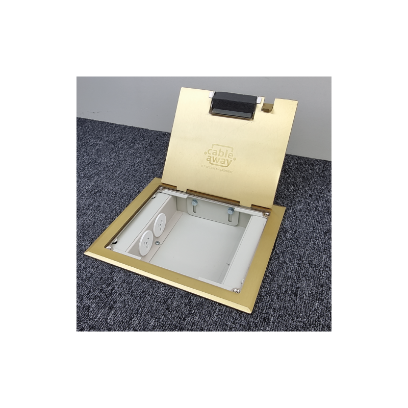 2 Power 4 Data Shallow Brass Flush Floor Outlet Box