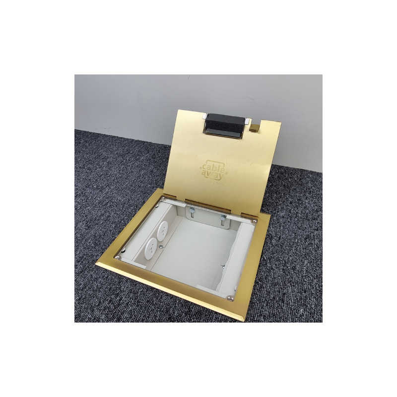 2 Power 4 Data Shallow Brass Flush Floor Outlet Box