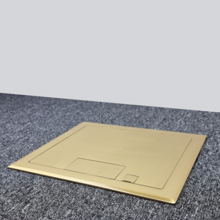 2 Power 6 Data Shallow Brass Flush Floor Outlet Box