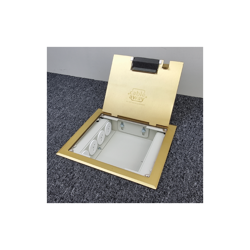 4 Power 4 Data Shallow Brass Flush Floor Outlet Box