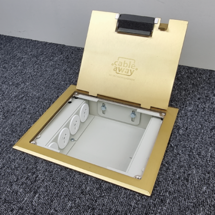 4 Power 6 Data Shallow Brass Flush Floor Outlet Box