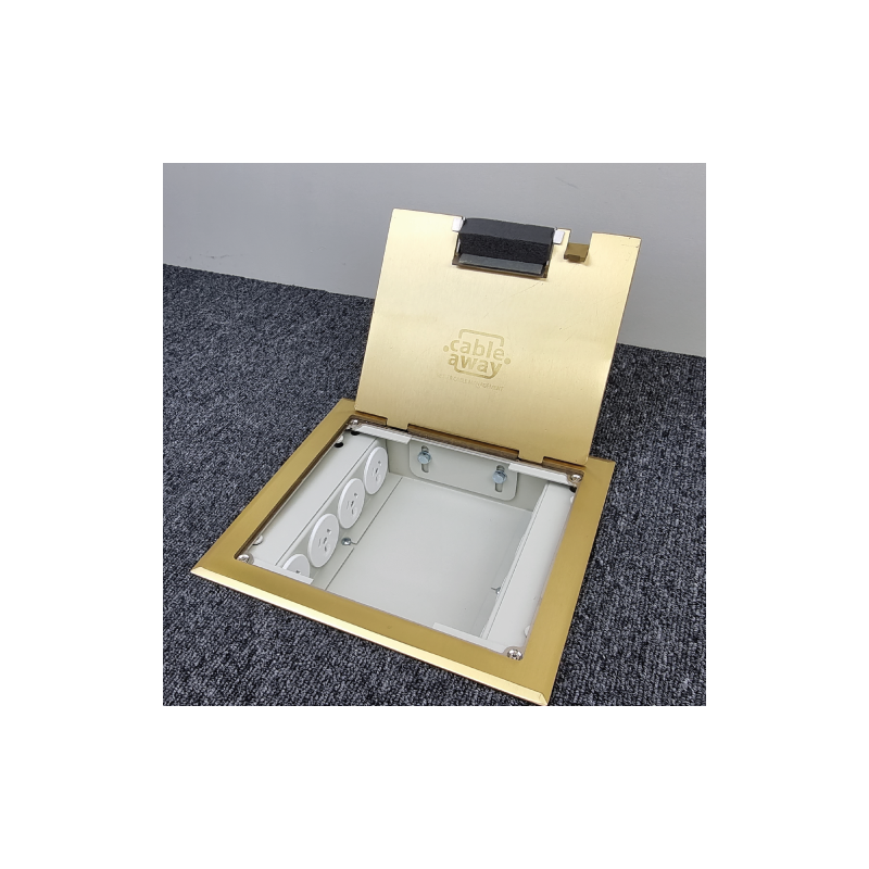 4 Power 6 Data Shallow Brass Flush Floor Outlet Box