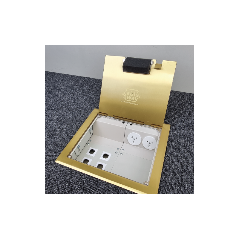 2 Power 4 Data Brass Flush Lid  Floor Outlet Box
