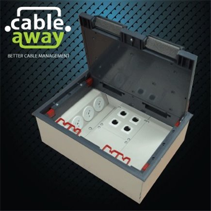 Floor Outlet Box 4 Power Plastic Recessed Lid Provision for 8 Data