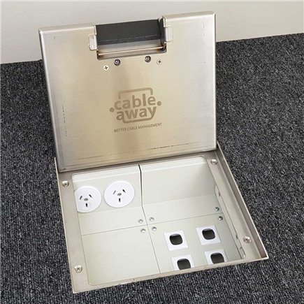 2 Power Stainless Steel 19mm Recessed Lid  Floor Outlet Box