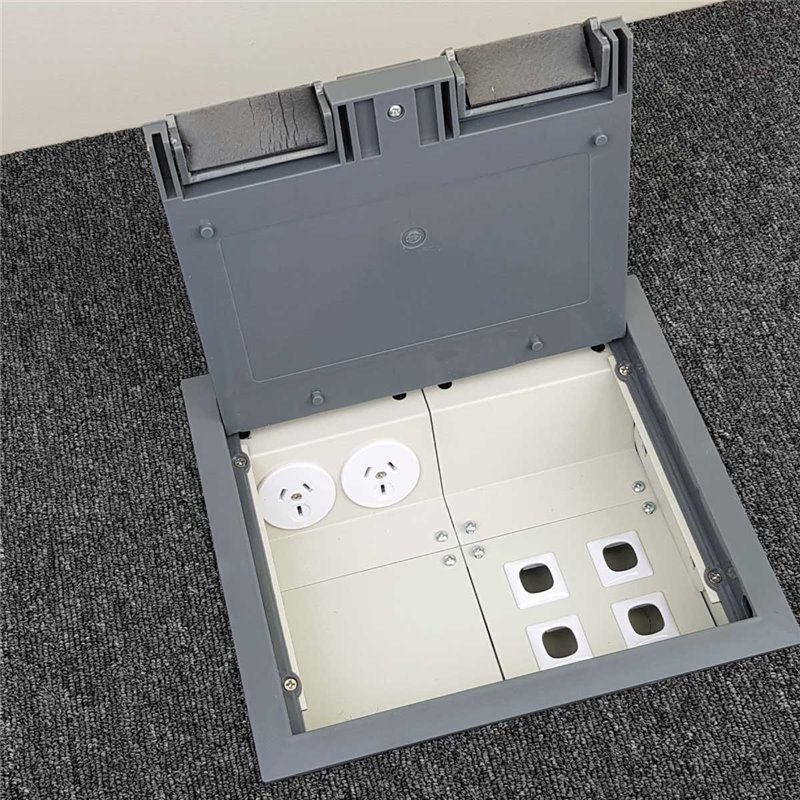 2 Power Plastic Lid Floor Outlet Box