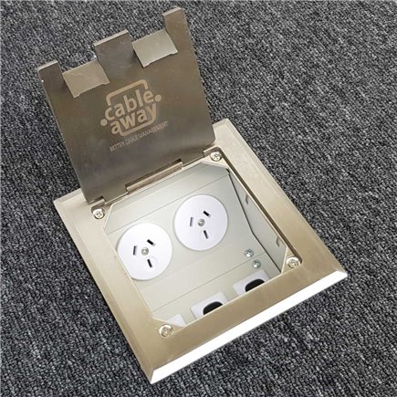 Floor Outlet Box 2 Power Stainless Steel Flush 145 Series