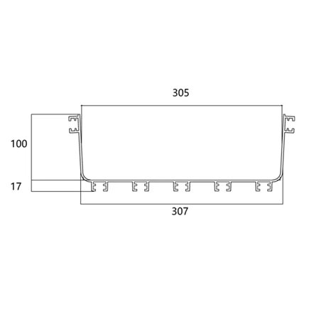 CF300  FIBRE TRAY 300W X 100H X 2ML YELLOW PVC