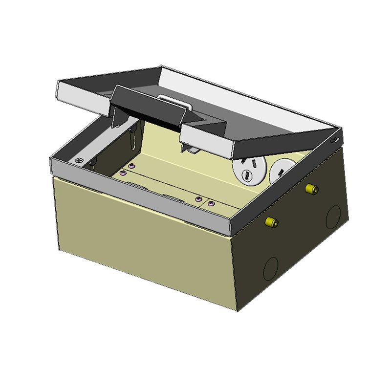 2 Power 4 Data Stainless Steel 19mm Recessed Lid  Floor Outlet Box