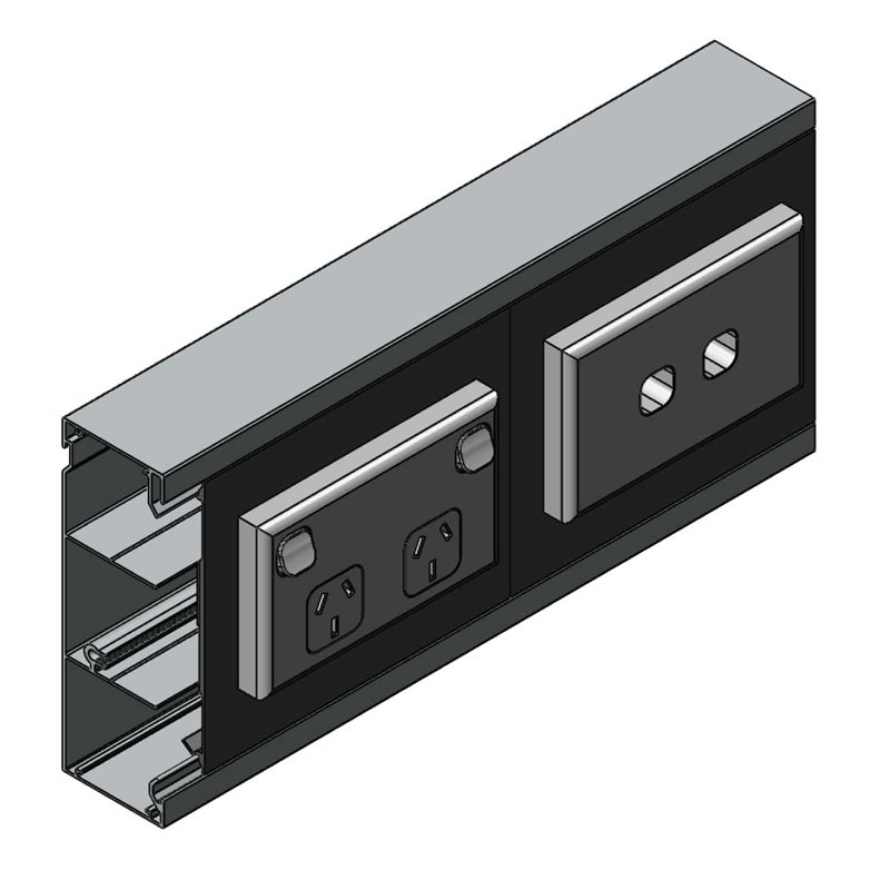 50 X 150mm X 2.4m 3 CHANNEL SKIRTING DUCT (SATIN BLACK) 