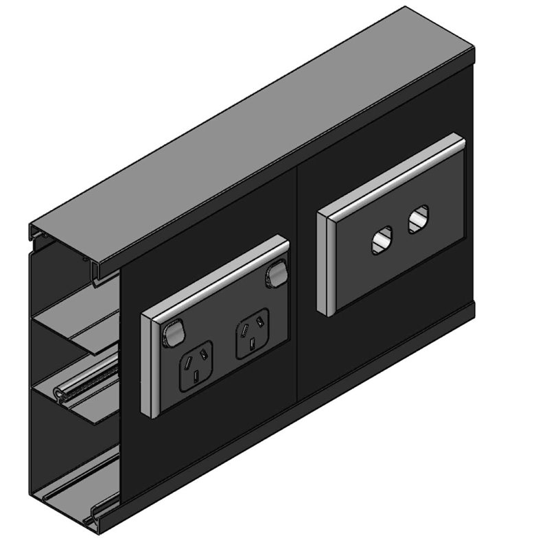 60 X 200mm X 2.4m 3 CHANNEL SKIRTING DUCT (SATIN BLACK) Made to Order