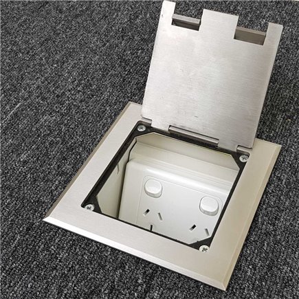 Floor Outlet Box 1 Standard GPO Stainless Steel Flush 145 Series
