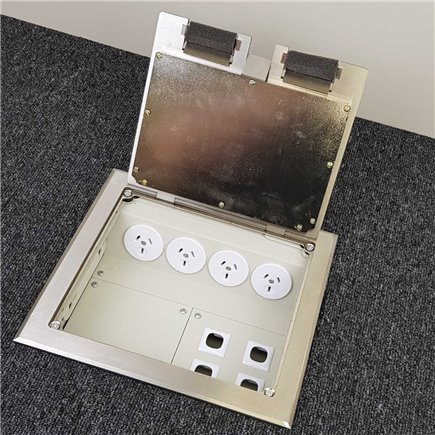 4 Power Stainless Steel Recessed Lid  Floor Outlet Box