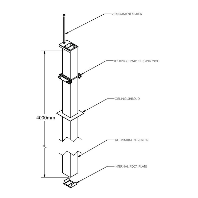 SERVICE POLE 8080 x 4m 2 DIV SATIN BLACK