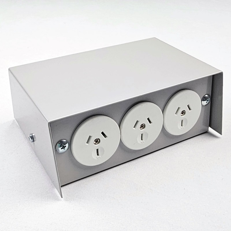 Pedestal Floor Box with 3 Power, 3 Data Provisions, Oyster Grey