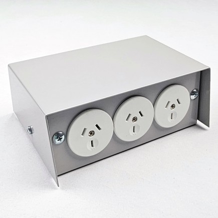 Pedestal Floor Box with 3 Power, 3 Data Provisions, Oyster Grey