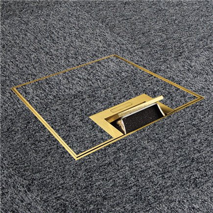 Floor Outlet Box 1 x Standard GPO 19mm Brass Recessed Lid 145 Series