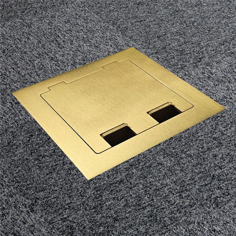 Floor Outlet Box 2 Power 3 Data Brass Flush Square Edge Lid 145 Series
