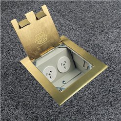 Shallow Floor Outlet Box 2 Power Brass Flush Square Edge Lid 145 Series