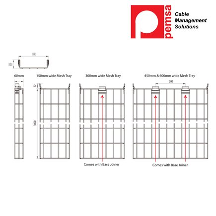 Rejiband Rapide 60mm x 600mm x 3m Mesh Tray EZ3, Electrogalvanised