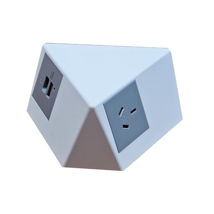 Tripod Table Box White complete with grey outlets