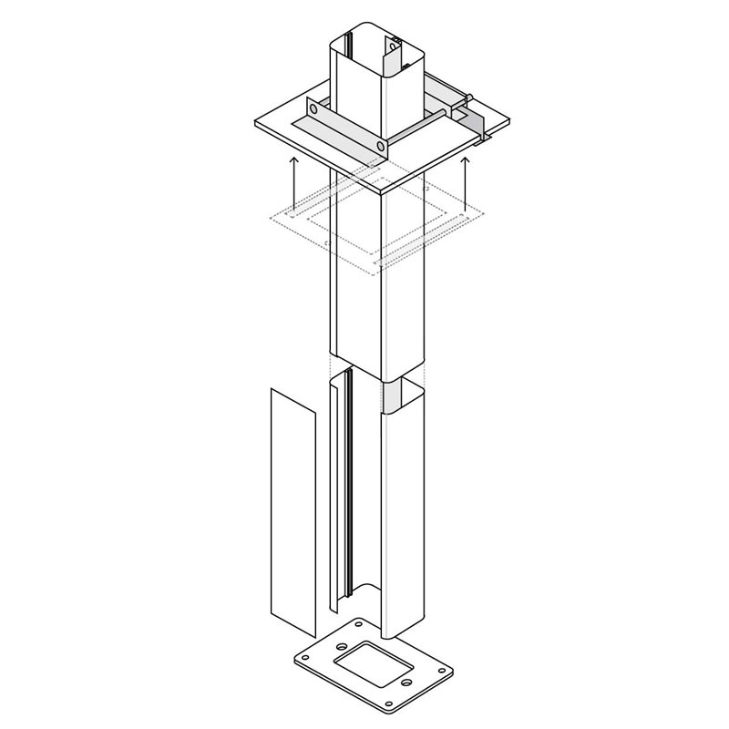 SERVICE COLUMN 85x50mm 3m 2 DIVISION (NATURAL ANODISED)