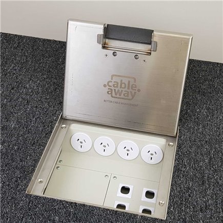 4 Power Stainless Steel 19mm Recessed Lid  Floor Outlet Box