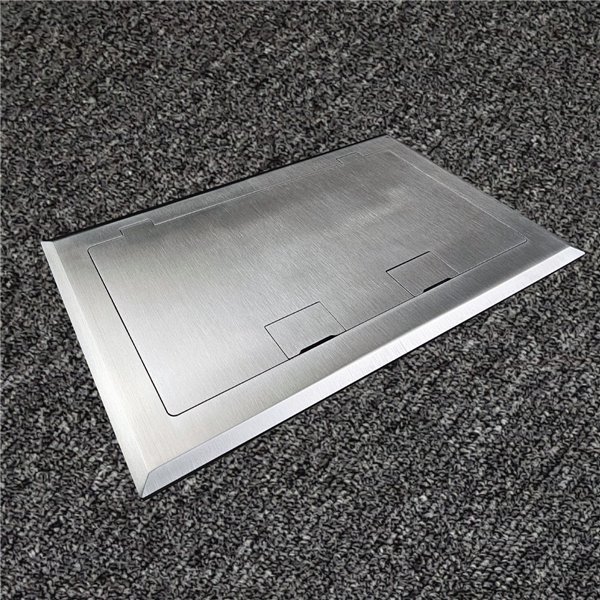 Floor Outlet Box 2 x 10amp Auto Swiched Outlets 3 x Data Provisions 245 Series (Shallow)