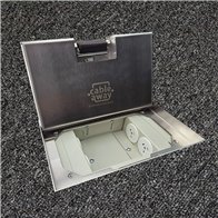 Floor Outlet Box 4 x 10amp Auto Swiched Outlets - Stainless Steel Ressessed (19mm) Lid 245 Series (Shallow)