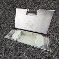 Floor Outlet Box 4 x 10amp Auto Swiched Outlets - Stainless Steel Ressessed (19mm) Lid 245 Series (Shallow)