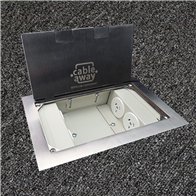 Floor Outlet Box 4 x 10amp Auto Swiched Outlets - Stainless Steel Flush Square Edge 245 Series (Shallow)