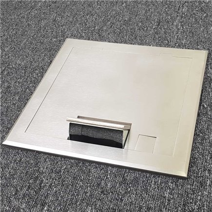 4 Power 4 Data Shallow Stainless Steel Flush Floor Outlet Box