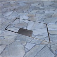 Floor Outlet Box 4 x 10amp Auto Swiched Outlets - Stainless Steel Black Ressessed (19mm) Lid 245 Series (Shallow)