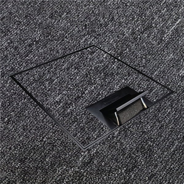 Floor Outlet Box 1 Standard GPO  USB Charge (1 x USB-A and 1 x USB-C) Stainless Steel Black Flush 145 Series