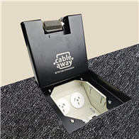 Floor Outlet Box 2 x Power 3 x Data  Stainless Steel Black 19mm Ressessed Lid 145 Series