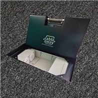 Floor Outlet Box 2 x 10amp Auto Swiched Outlets 3 x Data - Stainless Steel Black Ressessed (19mm) Lid 245 Series (Shallow)