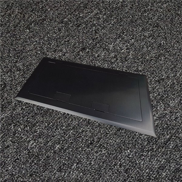 Floor Outlet Box 2 x Standard Outlets- Stainless Steel Black Flush Lid 245 Series (Shallow)