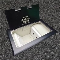 Floor Outlet Box 2 x Standard Outlets- Stainless Steel Black Flush Lid 245 Series (Shallow)