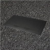 Floor Outlet Box 2 x 10amp Auto Swiched Outlets 3 x Data - Stainless Steel Black Flush Lid (Square Edge) 245 Series (Shallow)
