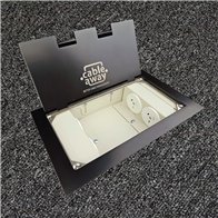 Floor Outlet Box 4 x 10amp Auto Swiched Outlets - Stainless Steel Black Flush Lid (Square Edge) 245 Series (Shallow)