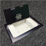 Floor Outlet Box 4 x 10amp Auto Swiched Outlets - Stainless Steel Black Flush Lid  245 Series (Shallow)