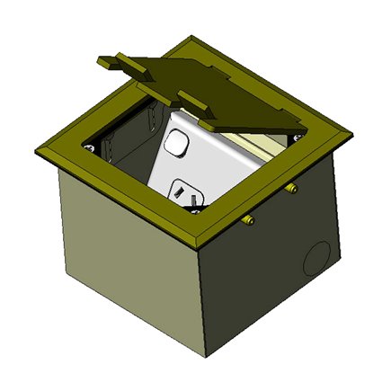 Floor Outlet Box 1 Standard GPO (2 X USB Charge) Brass Flush 145 Series