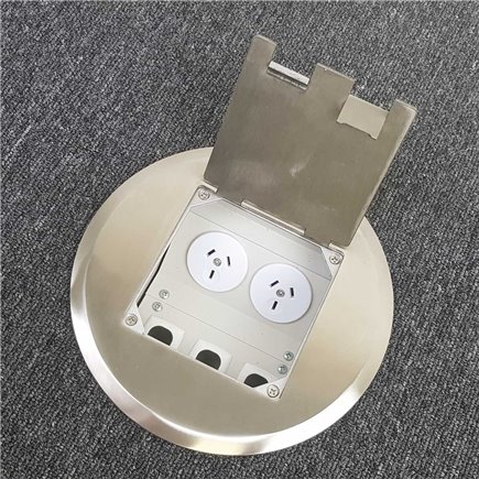 Floor Outlet Box 2 Power Stainless Steel Round Flush 145 Series