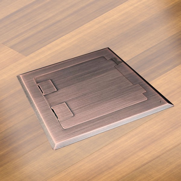 Floor Outlet Box 2 Power 3 Data Antique Brass Flush 145 Series