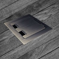 Square Edge - Floor Outlet Box Antique Copper power & usb
