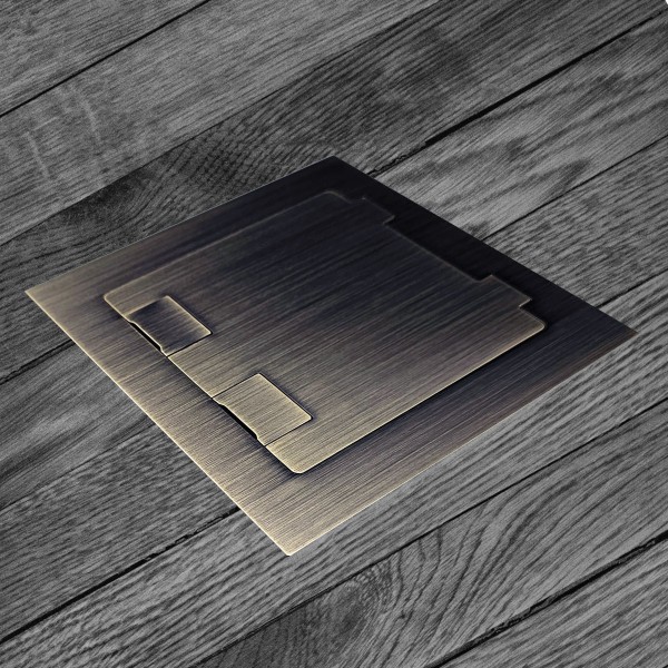 Floor Outlet Box 1 Standard GPO USB (1 X USB A & 1 X USB C) Antique Copper Flush Square Edge Lid
