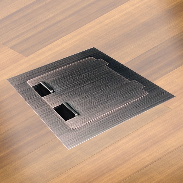 Floor outlet box - square edge lid finish antique brass - Cableaway